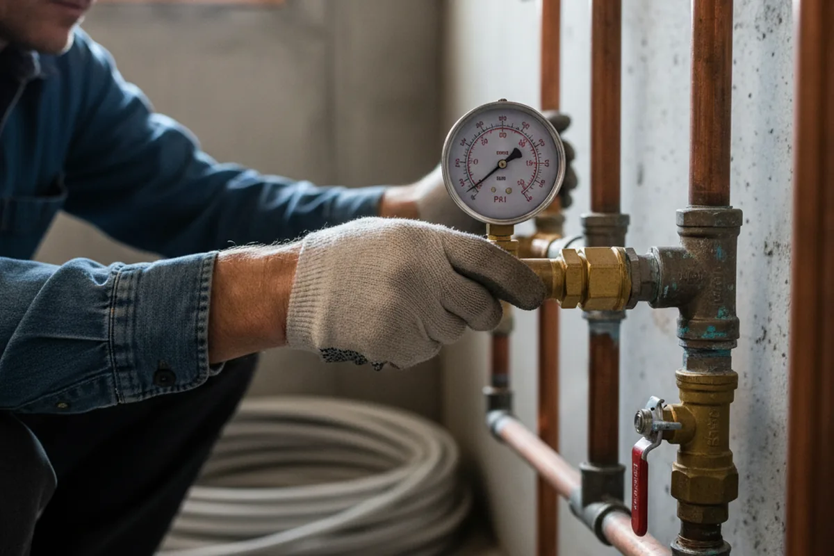 Pressure testing a repaired line during Water Line Repair in Nova